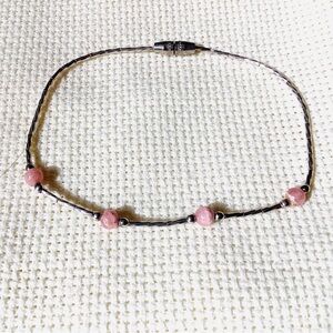 Vintage Liquid Sterling Silver Bracelet Pink Stones Single Strand EUC